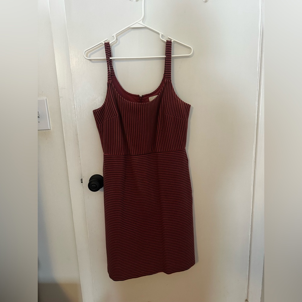 LOFT mauve and Black Striped Mini Dress